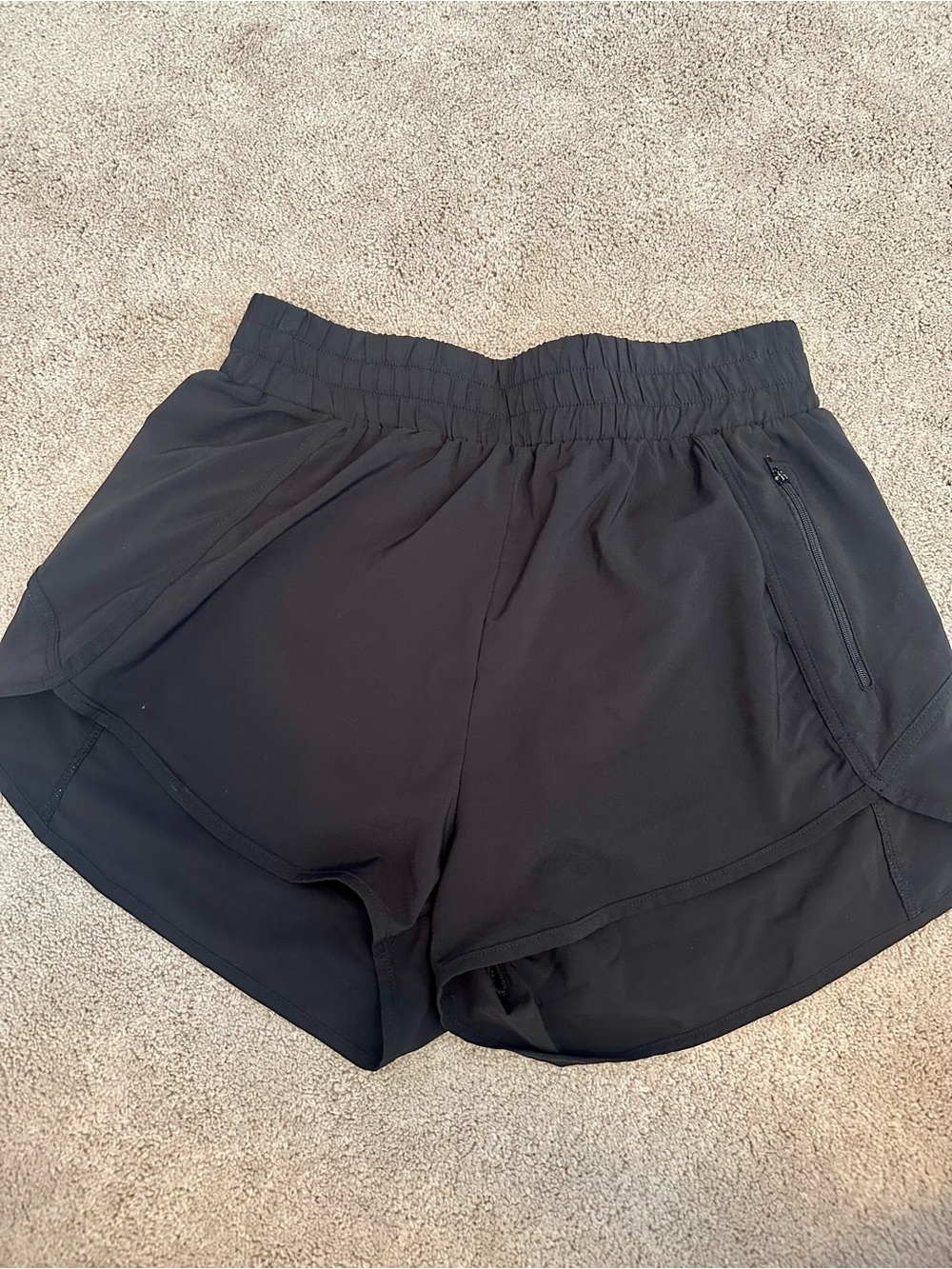 Black Women's Athletic Shorts with Secure Zip Pocket